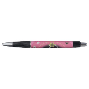 Stylo rose étoile jaune