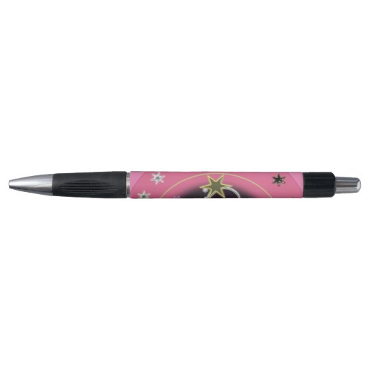 Stylo rose étoile jaune (Devant)