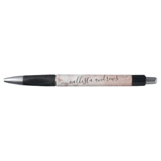 Stylo Rose glamour or blanc Parties scintillant marbre d (Devant)