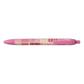 Stylo rose plaid, peut être personnalisé (Dos)