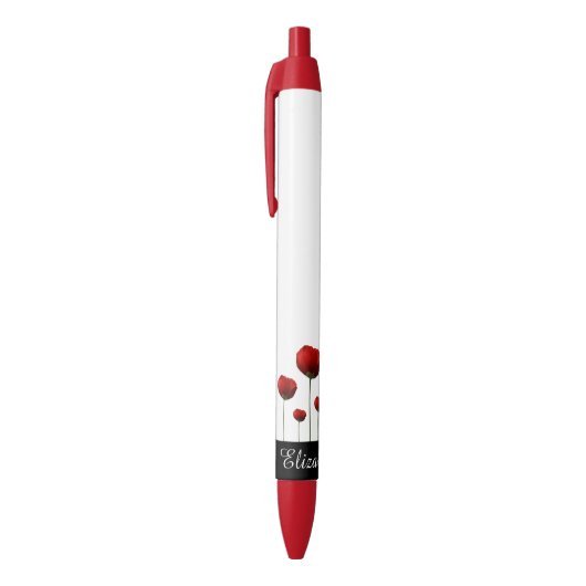 Stylo rouge de nom de motif de fleur de pavots (Haut (Vertical))