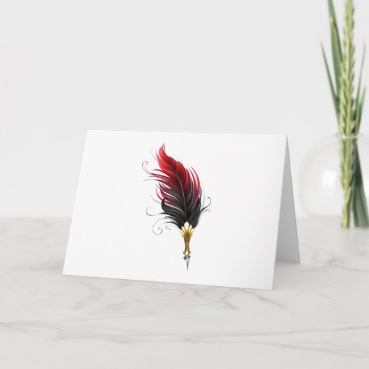 Stylo rouge en plumes avec nib or (Devant)