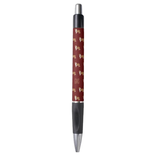 Stylo Rough Collie Chiens Motif Monogrammé (Devant (Vertical))