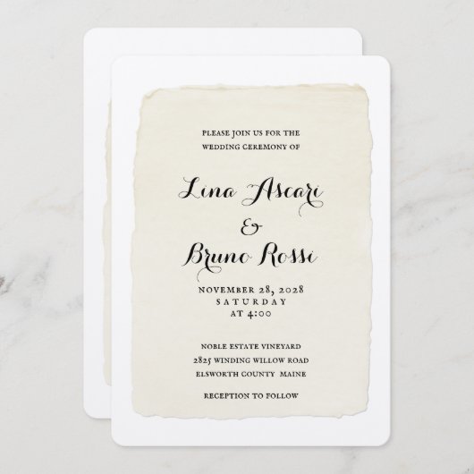 Stylo rustique et Faire-part de mariage de script  (Devant / Derrière)