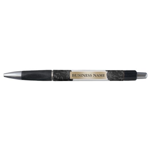 Stylo Salon de beauté Black Floral Gold Étiquette Promot (Devant)