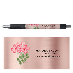 Stylo Salon Floral rose Business Promotionnels Rose Gold