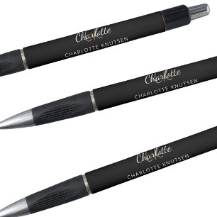 Stylo Script de nom de monogramme noir blanc