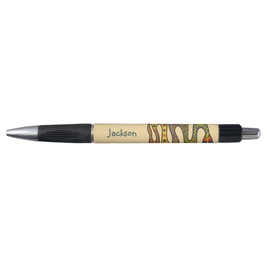 Stylo Serpent multicolore jaune beurre nommé (Devant)