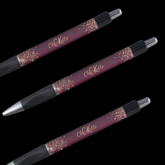 Stylo Signature de nom de monogramme en or rose de Bourg