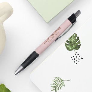 Stylo Simple fille Blush rose Élégant Nom moderne Titre