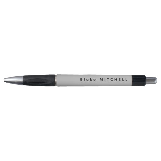 Stylo Simple Monogramme Nom Moderne Gris (Devant)