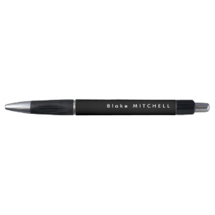 Stylo Simple Monogramme Nom Moderne Noir