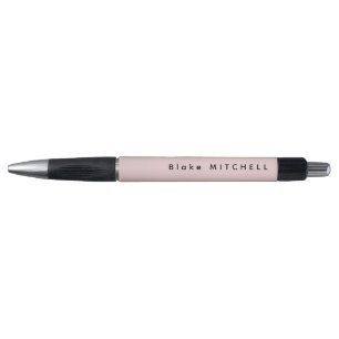 Stylo Simple Monogramme Nom Moderne Rose Pâle