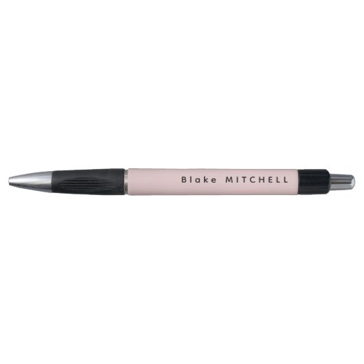Stylo Simple Monogramme Nom Moderne Rose Pâle (Devant)