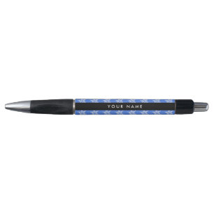 Stylo Snowflakes blanc, Bleu, Votre nom, Personnaliser