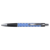 Stylo Snowflakes blanc, Bleu, Votre nom, Personnaliser (Dos)