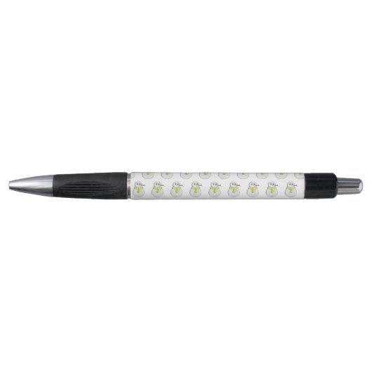 Stylo Snowman portant une écharpe jaune (Devant)