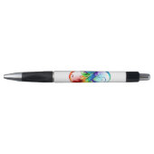 Stylo Symbole d'infini avec plume arc-en-ciel (Devant)