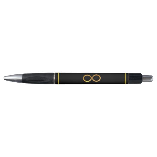 Stylo Symbole d'infini sur fond noir (Devant)