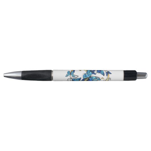 Stylo Symbole infini de papillons Morpho bleus (Devant)