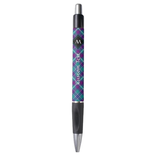 Stylo Tartan vert de mer, violet et bleu (Devant (Vertical))
