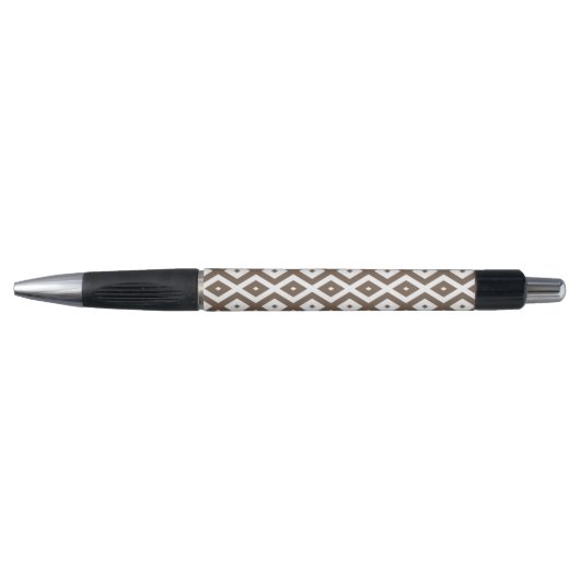 Stylo Taupe motif diamant brun et blanc (Devant)