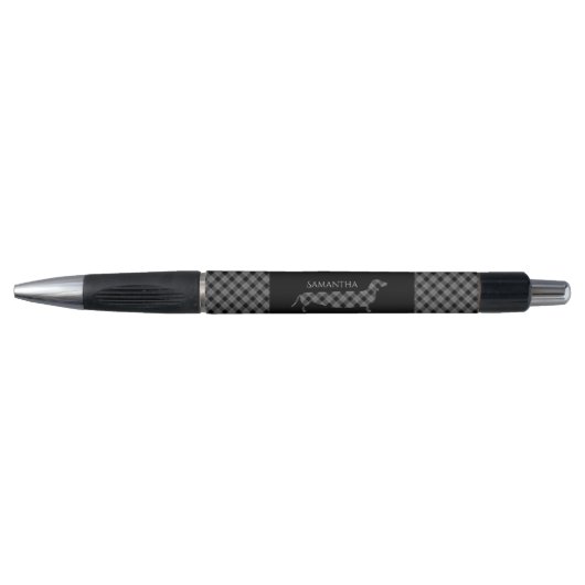 Stylo Teckel de plaid sur le noir (Devant)