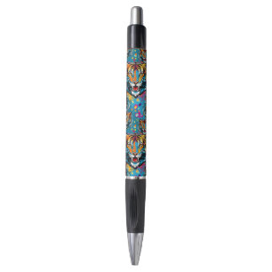 Stylo Tête de tigre couleurs arc-en-ciel peinture taches