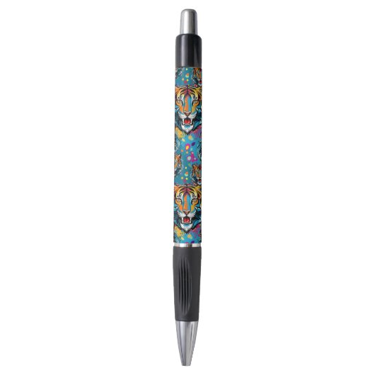 Stylo Tête de tigre couleurs arc-en-ciel peinture taches (Devant (Vertical))
