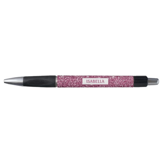 Stylo Texture de scintillement rose faux avec nom person (Devant)
