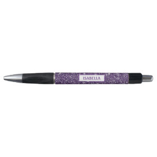 Stylo Texture de scintillement violet faux avec texte pe