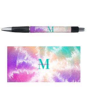 Stylo Tie Dye Pastel Rose Orange Turquoise Violet Monogr