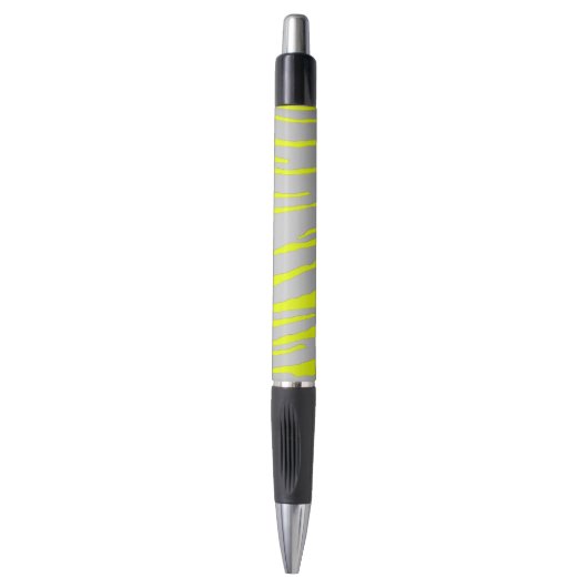 Stylo Tigre argenté rayures jaune (Devant (Vertical))