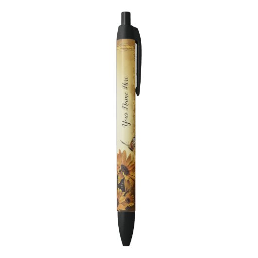 Stylo tournesol et papillons (Bas (Vertical))