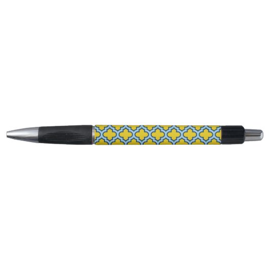 Stylo Trellis jaune et bleu bébé, treillis, Quatrefoil (Devant)
