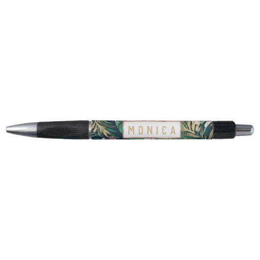 Stylo Tropical Green Lilac Gold Monster Feuille Floral (Devant)