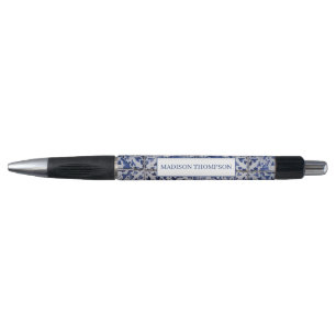 Stylo Tuiles portugaises - Azulejo Floral bleu et blanc