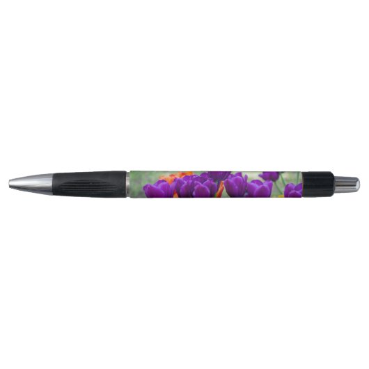 Stylo Tulipes violettes foncées par beau temps dans le j (Devant)