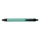 Stylo turquoise et blanc de coutume de pois (Dos)