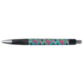 Stylo Turquoise et motif rose de cube (Devant)