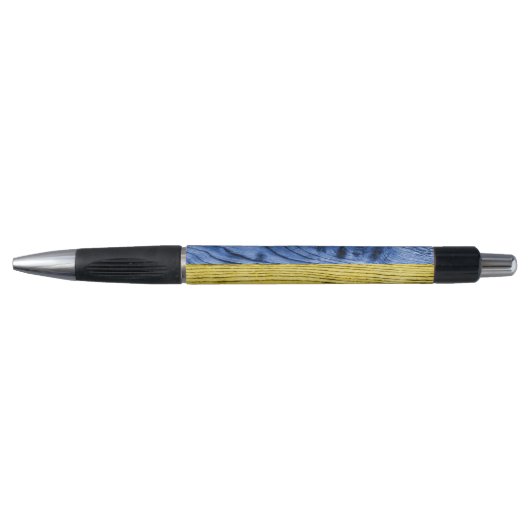 Stylo Ukraine drapeau bleu jaune motif de texture de boi (Devant)