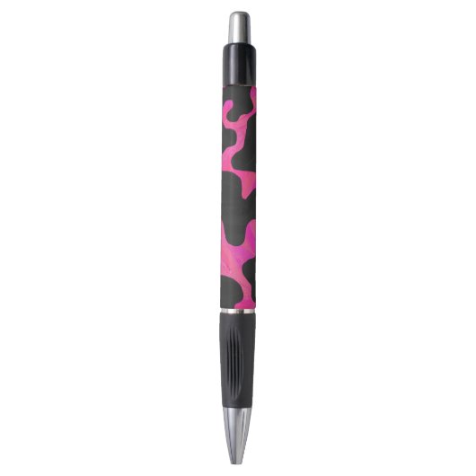 Stylo Vache rose chaud et noir (Devant (Vertical))