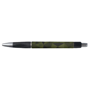 Stylo Vert foncé de l'armée noir motif de maille géométr
