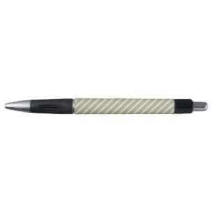 Stylo Vert olive et beige cinq rayures motif