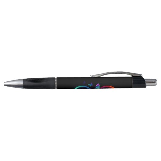 Stylo Vibrant infinity with rainbow butterfly on black (Haut)