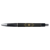 Stylo Vos initiales Monogramme Or Géométrique sur Noir (Devant)