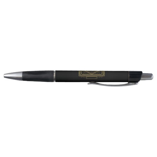 Stylo Vos initiales Monogramme Or Géométrique sur Noir (Bas)