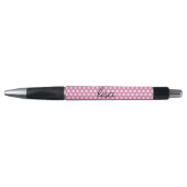 Stylo votre nom en rose et blanc points motif tendance (Devant)