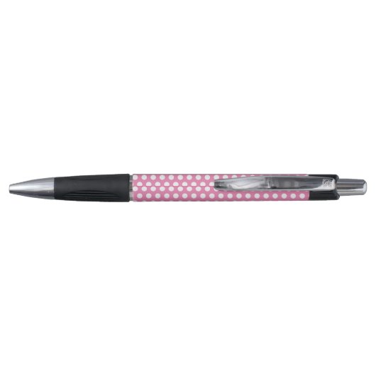 Stylo votre nom en rose et blanc points motif tendance (Dos)