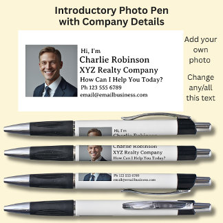 Stylo Votre photo et détails d'introduction sur fond bla